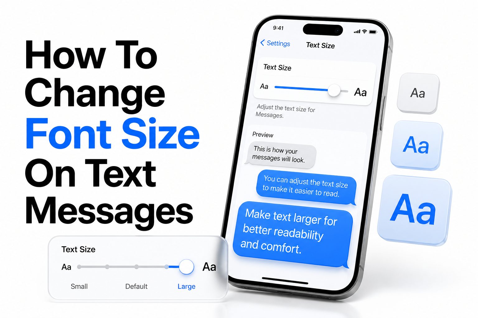 Person adjusting text message font size on a smartphone
